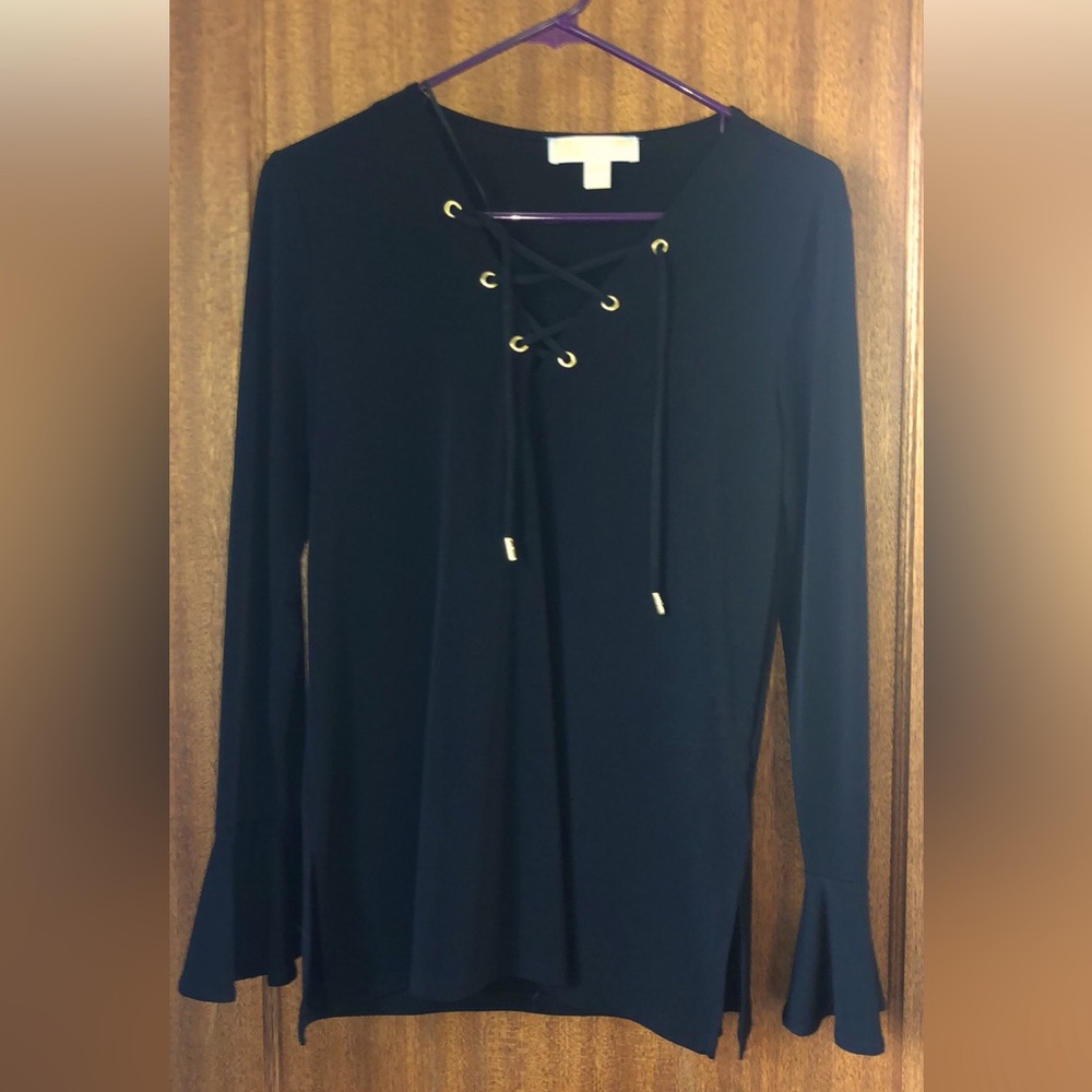 Michael Kors black lace up top